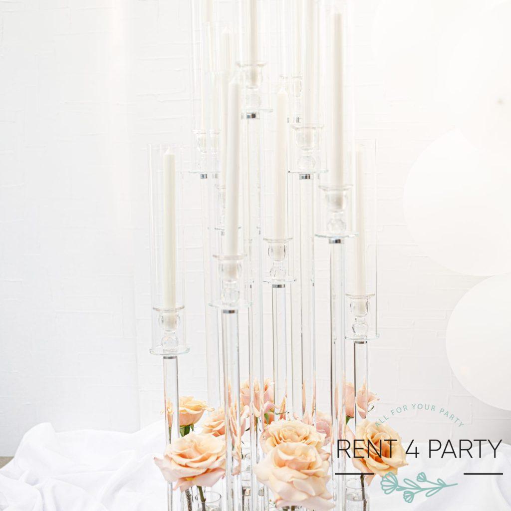 Elegant tall clear candle holders rental Sacramento CA | Rent4.Party