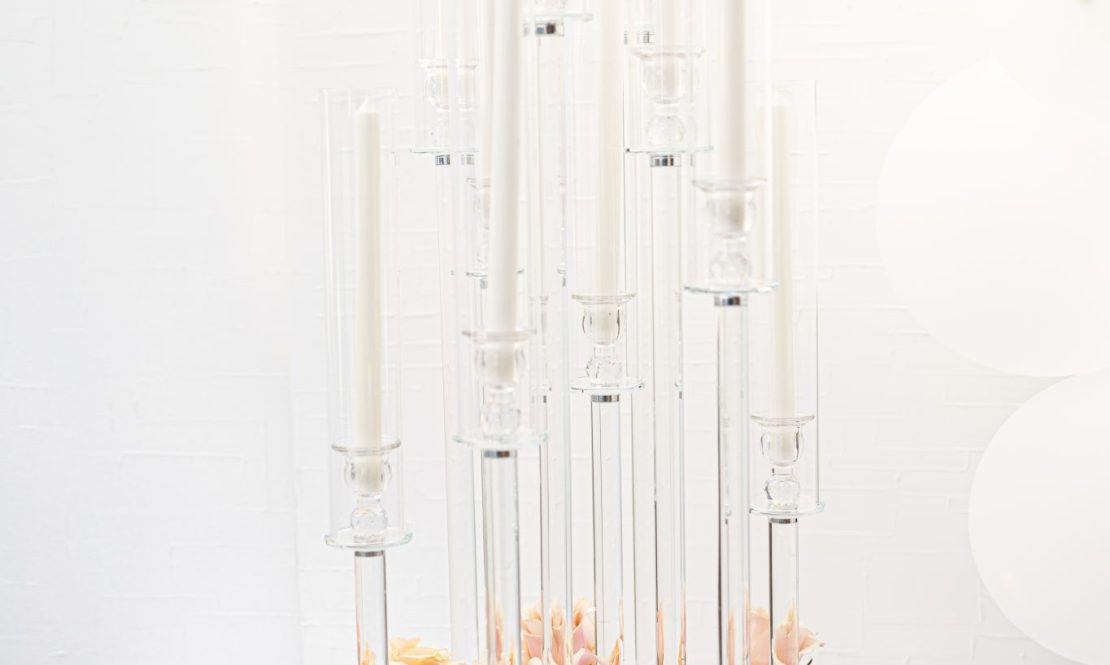 Elegant tall clear candle holders rental Sacramento CA | Rent4.Party