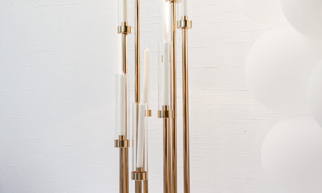 Elegant tall golden candle holders rental Sacramento CA | Rent4.Party