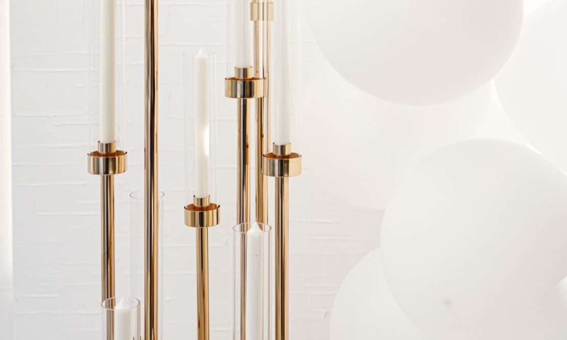 Elegant tall golden candle holders rental Sacramento CA | Rent4.Party