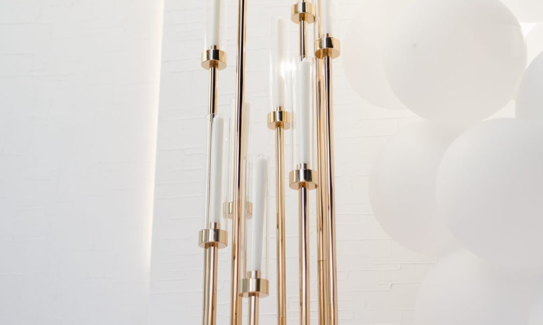 Elegant tall golden candle holders rental Sacramento CA | Rent4.Party