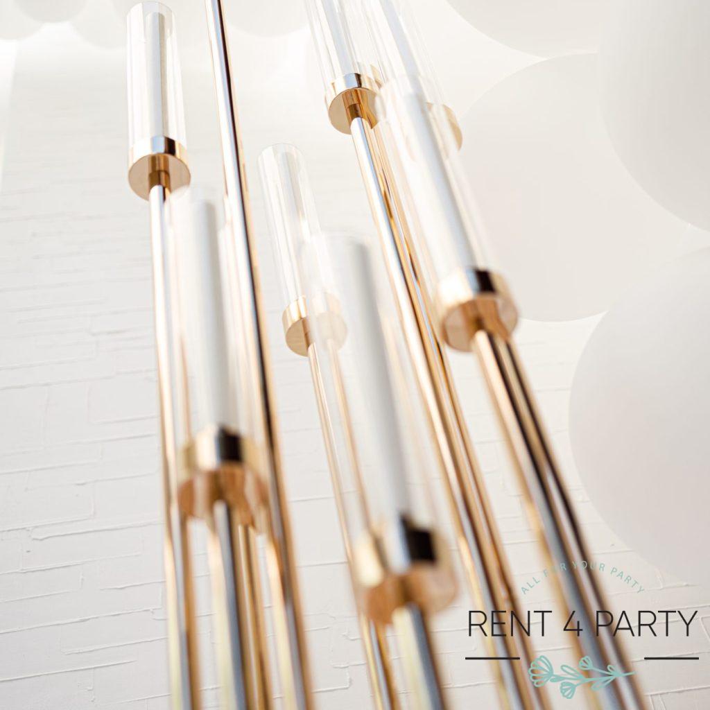Elegant tall golden candle holders rental Sacramento CA | Rent4.Party