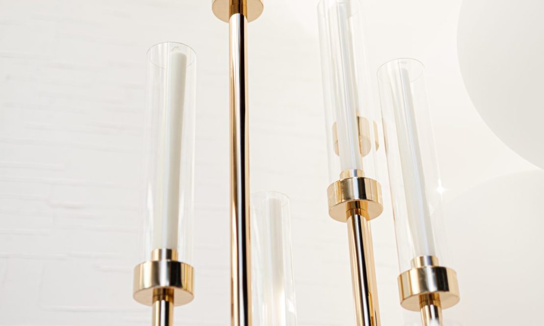 Elegant tall golden candle holders rental Sacramento CA | Rent4.Party