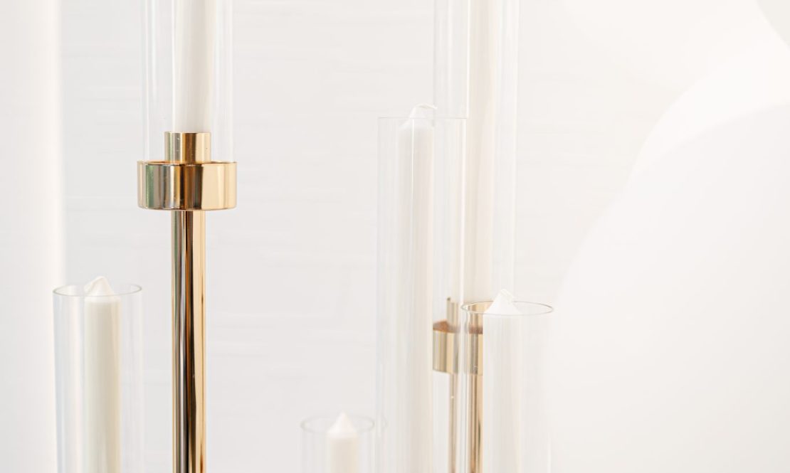 Elegant tall golden candle holders rental Sacramento CA | Rent4.Party