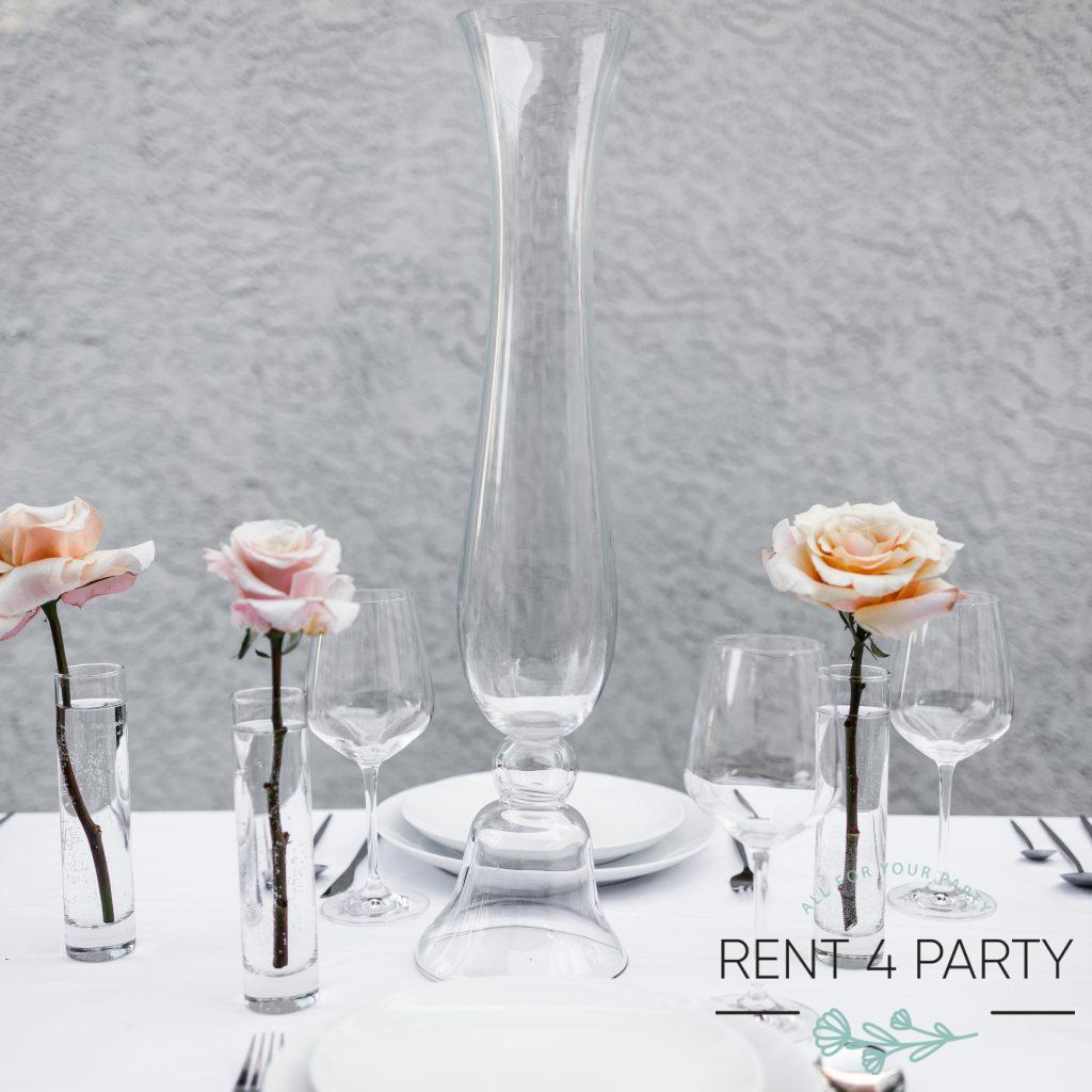 Tall, clear, classic, and elegant vase rental Sacramento CA | Rent4.Party