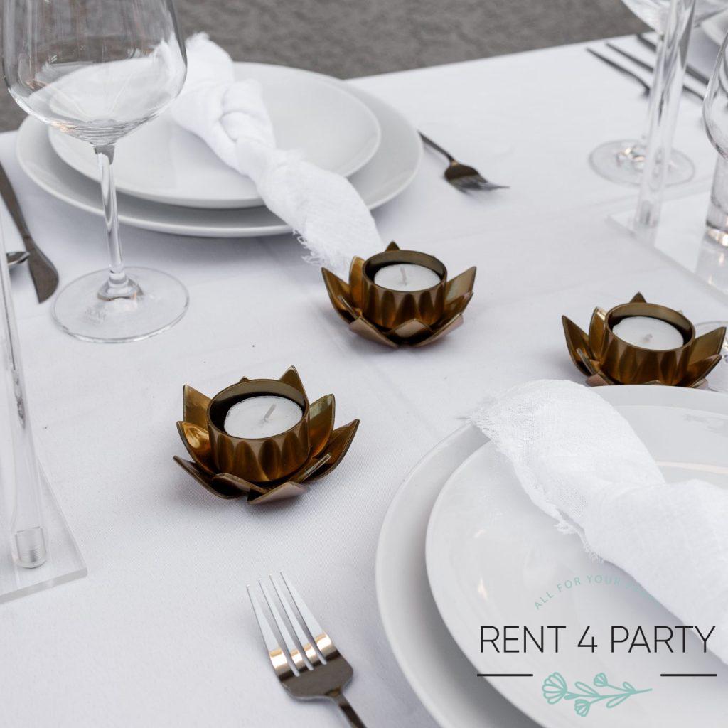 Charming low golden candle holders rental Sacramento CA | Rent4.Party