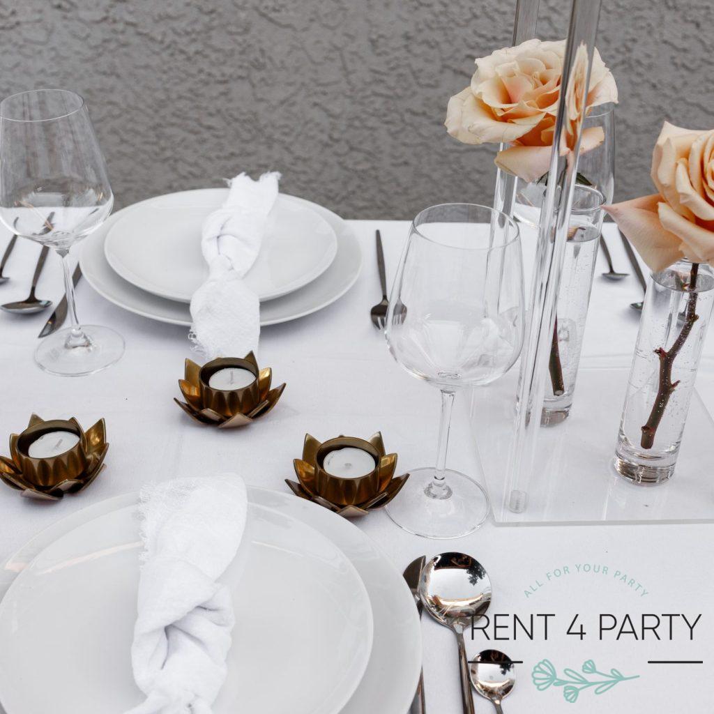 Charming low golden candle holders rental Sacramento CA | Rent4.Party