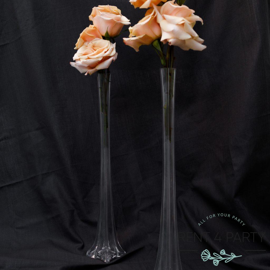 Slender, tall, clear compositional vases rental Sacramento CA | Rent4.Party