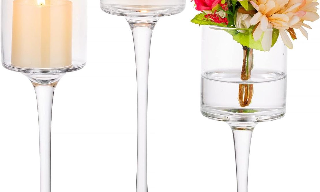 Chic clear candle holders rental Sacramento CA | Rent4.Party