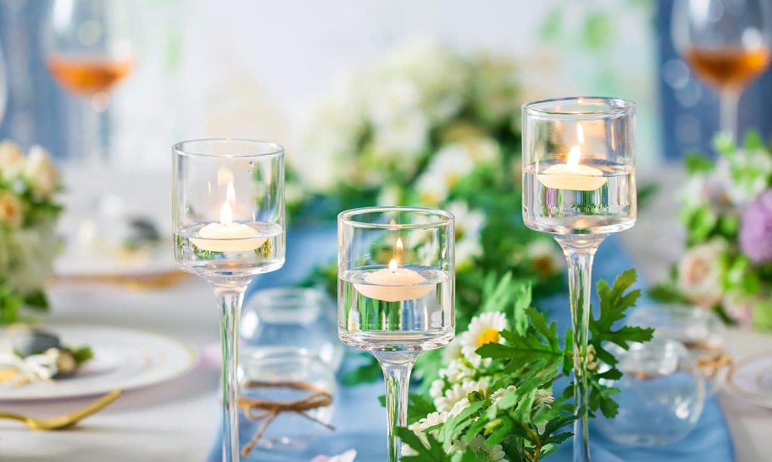 Chic clear candle holders rental Sacramento CA | Rent4.Party