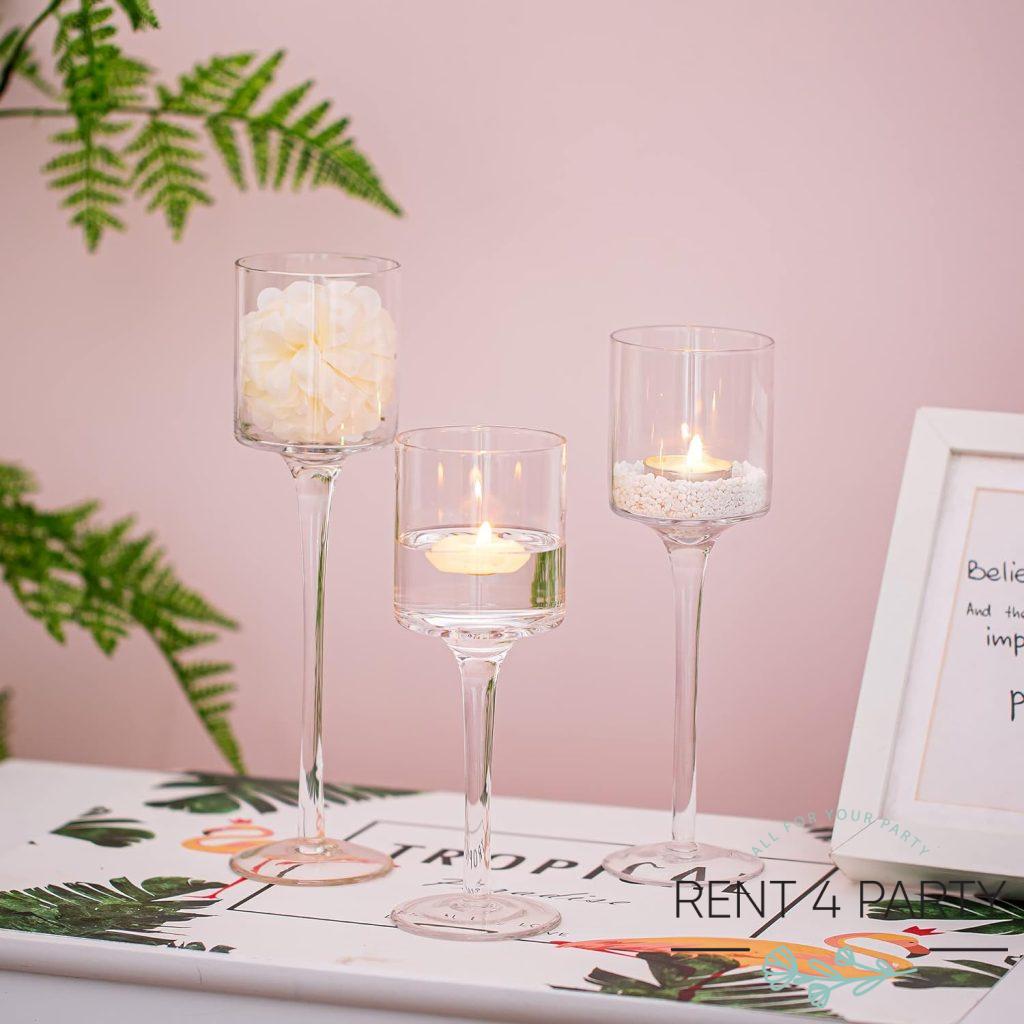 Chic clear candle holders rental Sacramento CA | Rent4.Party