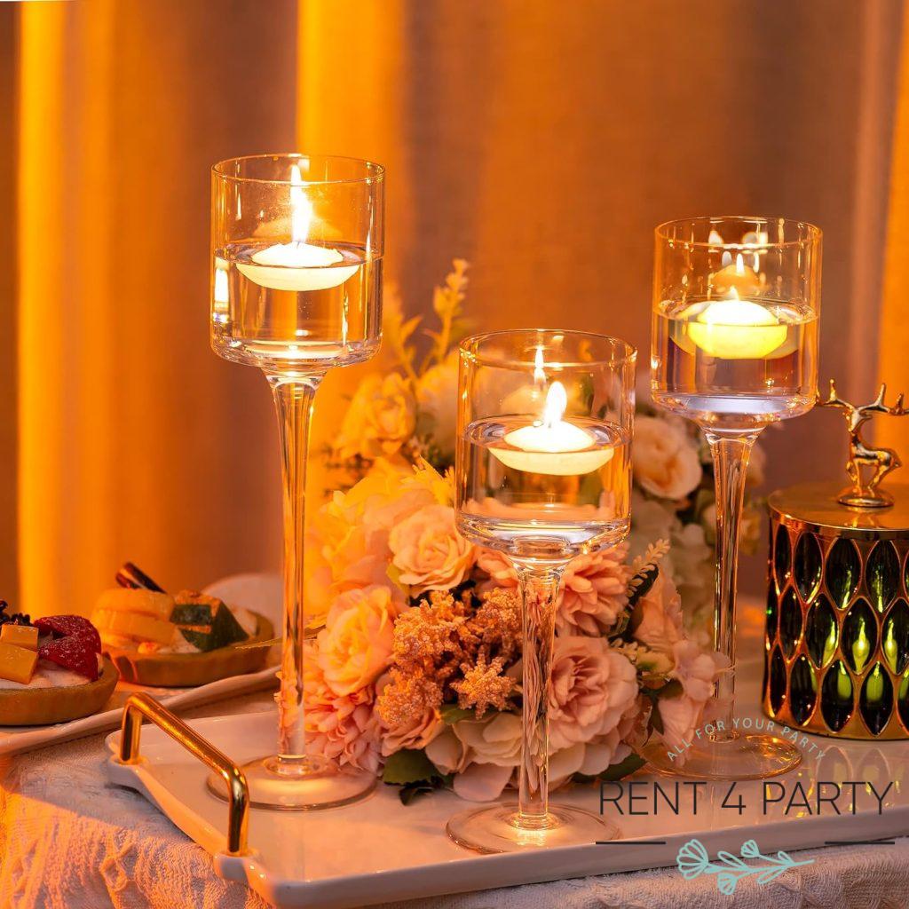 Chic clear candle holders rental Sacramento CA | Rent4.Party