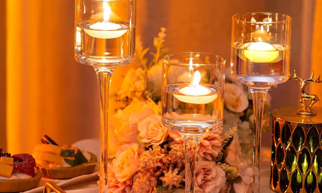 Chic clear candle holders rental Sacramento CA | Rent4.Party