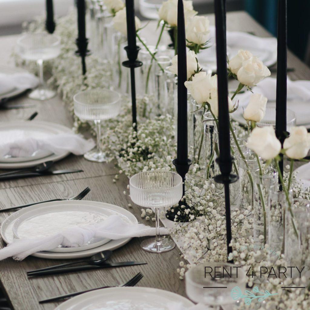 Classic black candle holder rental Sacramento CA | Rent4.Party
