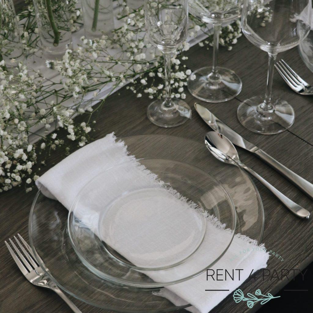 A set of transparent plates rental Sacramento CA | Rent4.Party
