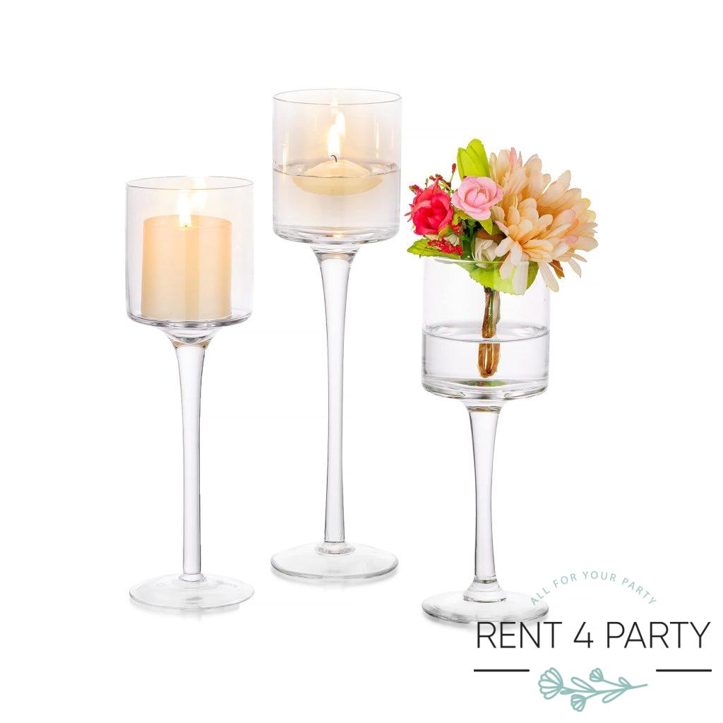 Chic clear candle holders rental Sacramento CA | Rent4.Party