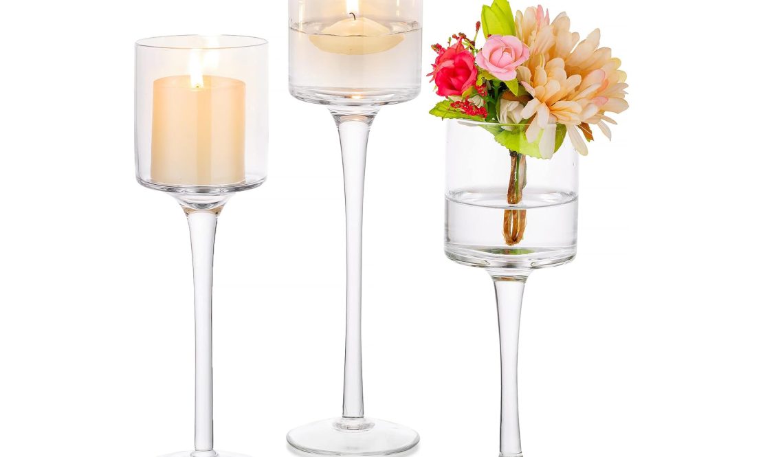 Chic clear candle holders rental Sacramento CA | Rent4.Party