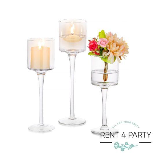 Chic clear candle holders rental Sacramento CA | Rent4.Party
