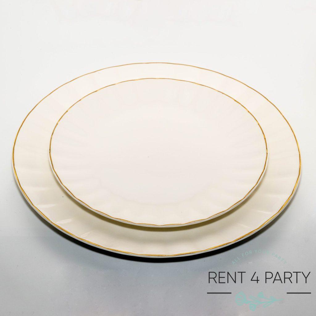 Classic dinnerware a golden rim set rental Sacramento CA | Rent4.Party
