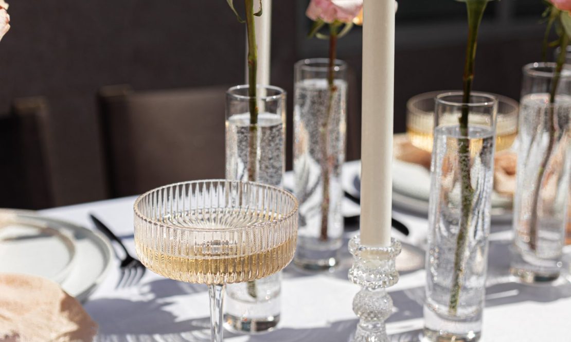 Elegant low clear candle holders rental Sacramento CA | Rent4.Party