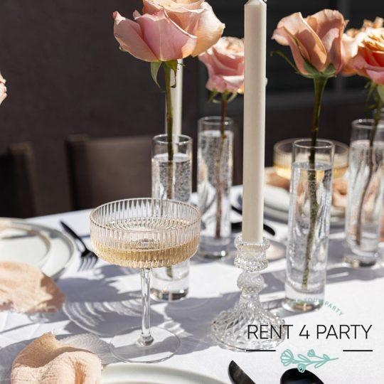 Elegant low clear candle holders rental Sacramento CA | Rent4.Party