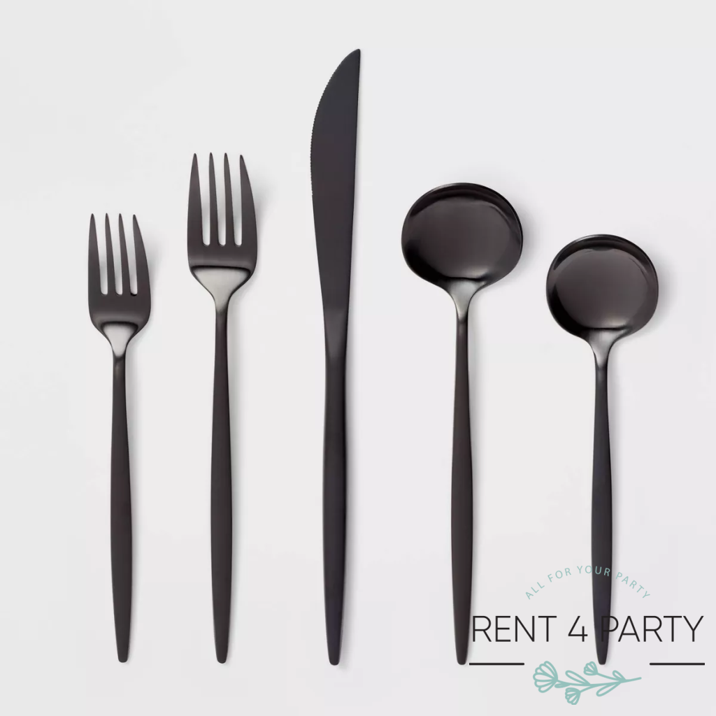 Exclusive Black Flatware Set rental Sacramento CA | Rent4.Party