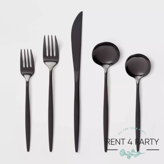 Exclusive Black Flatware Set rental Sacramento CA | Rent4.Party