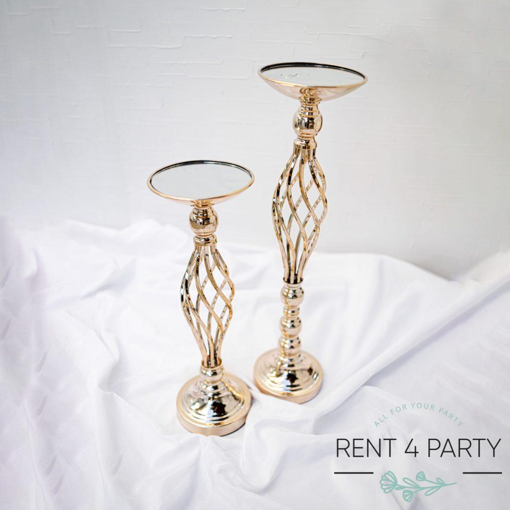 Elegant golden compositional vase stands rental Sacramento CA | Rent4.Party