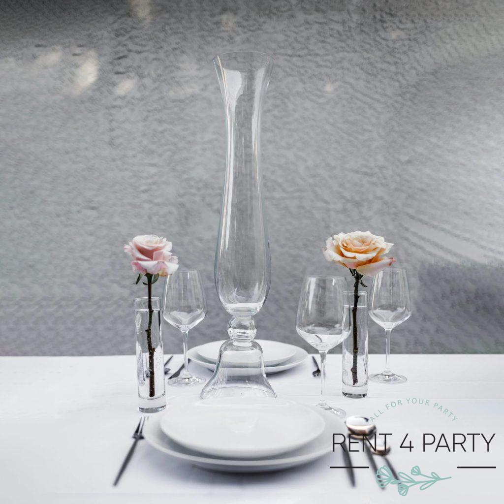 Tall, clear, classic, and elegant vase rental Sacramento CA | Rent4.Party