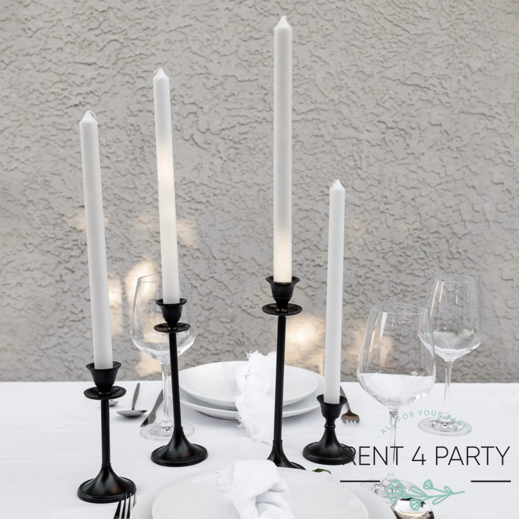 Classic black candle holders rental Sacramento CA | Rent4.Party
