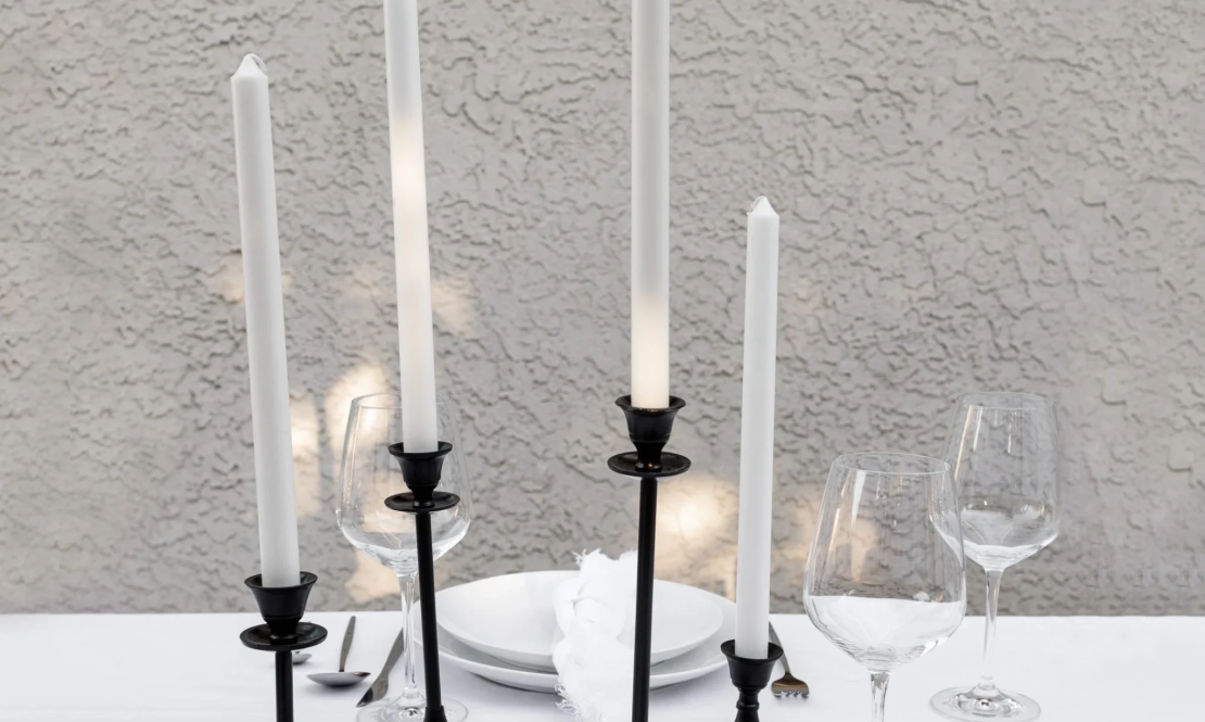 Classic black candle holders rental Sacramento CA | Rent4.Party
