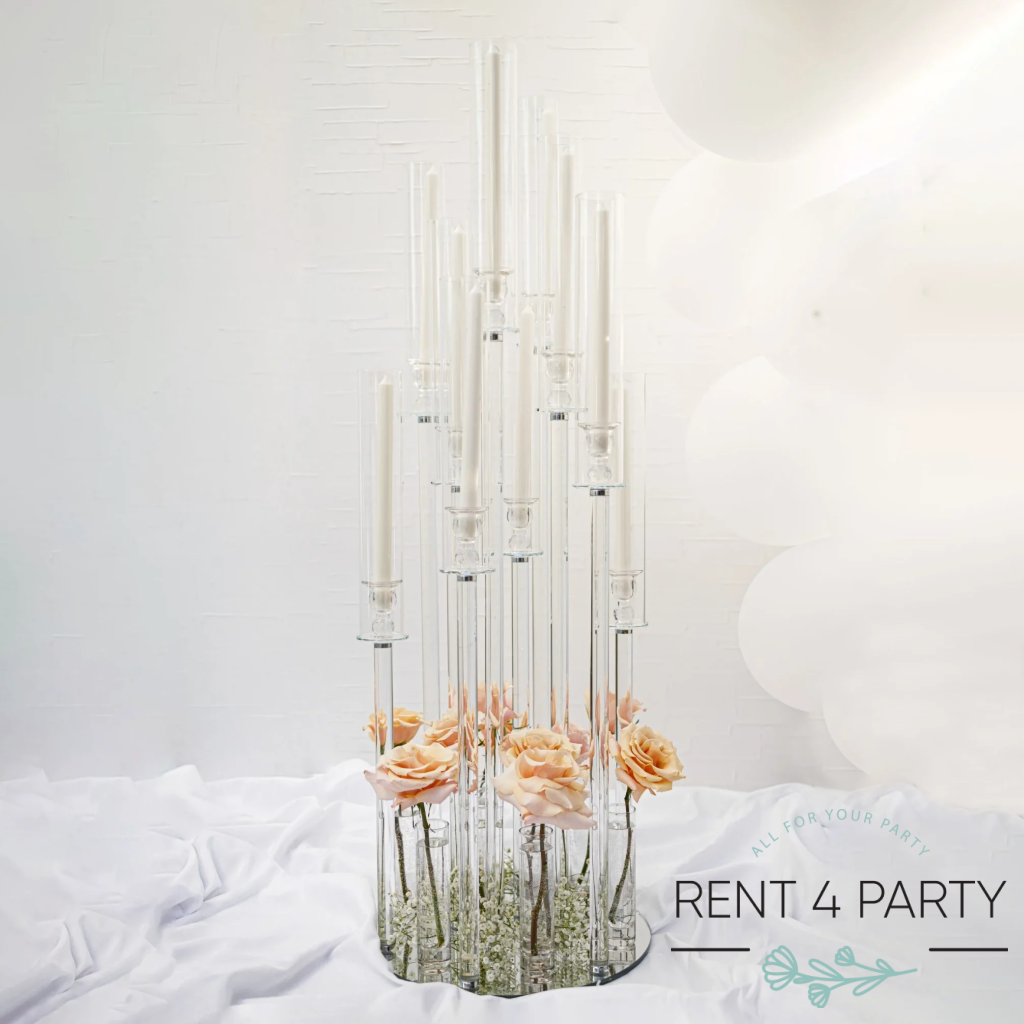 Elegant tall clear candle holders rental Sacramento CA | Rent4.Party