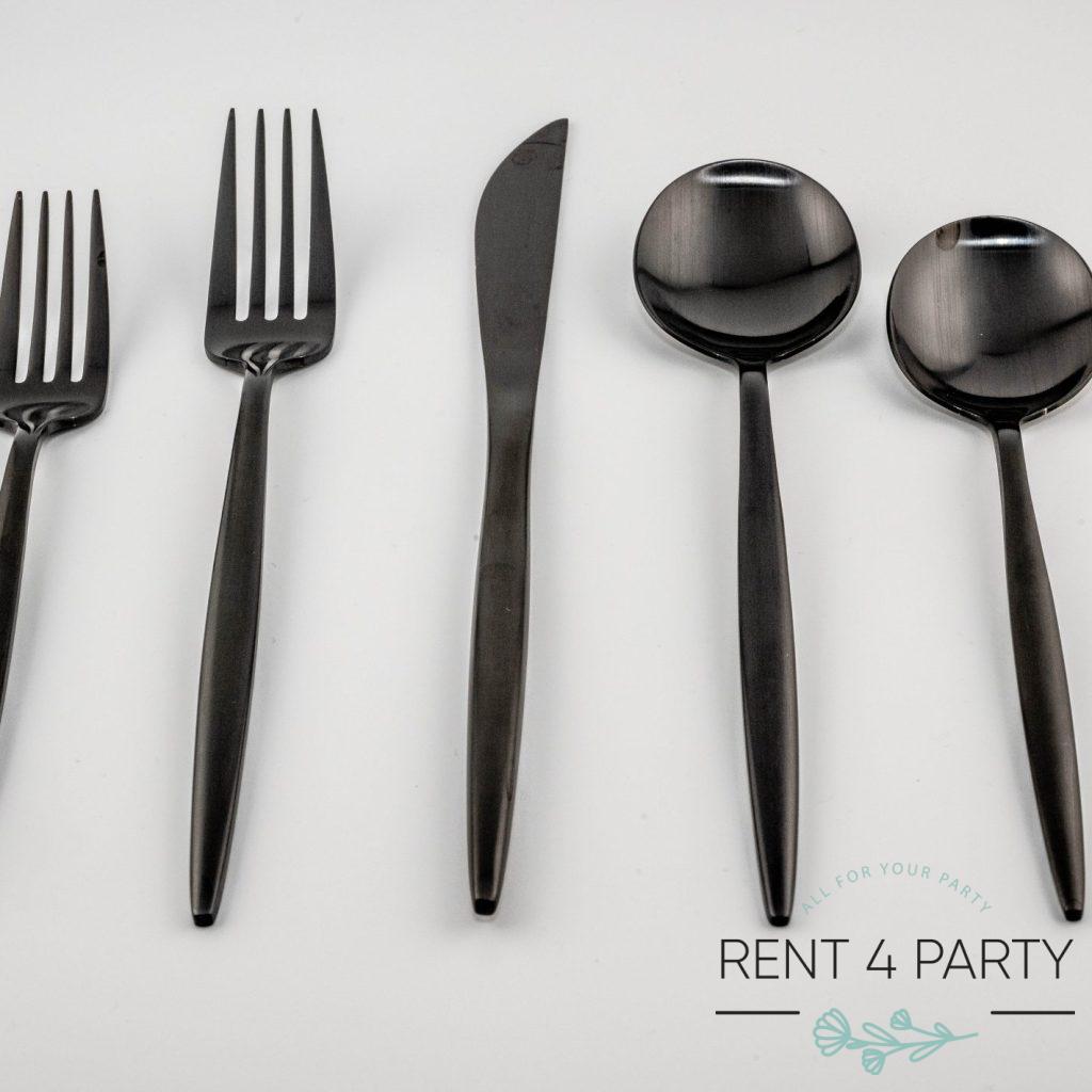 Exclusive Black Flatware Set rental Sacramento CA | Rent4.Party