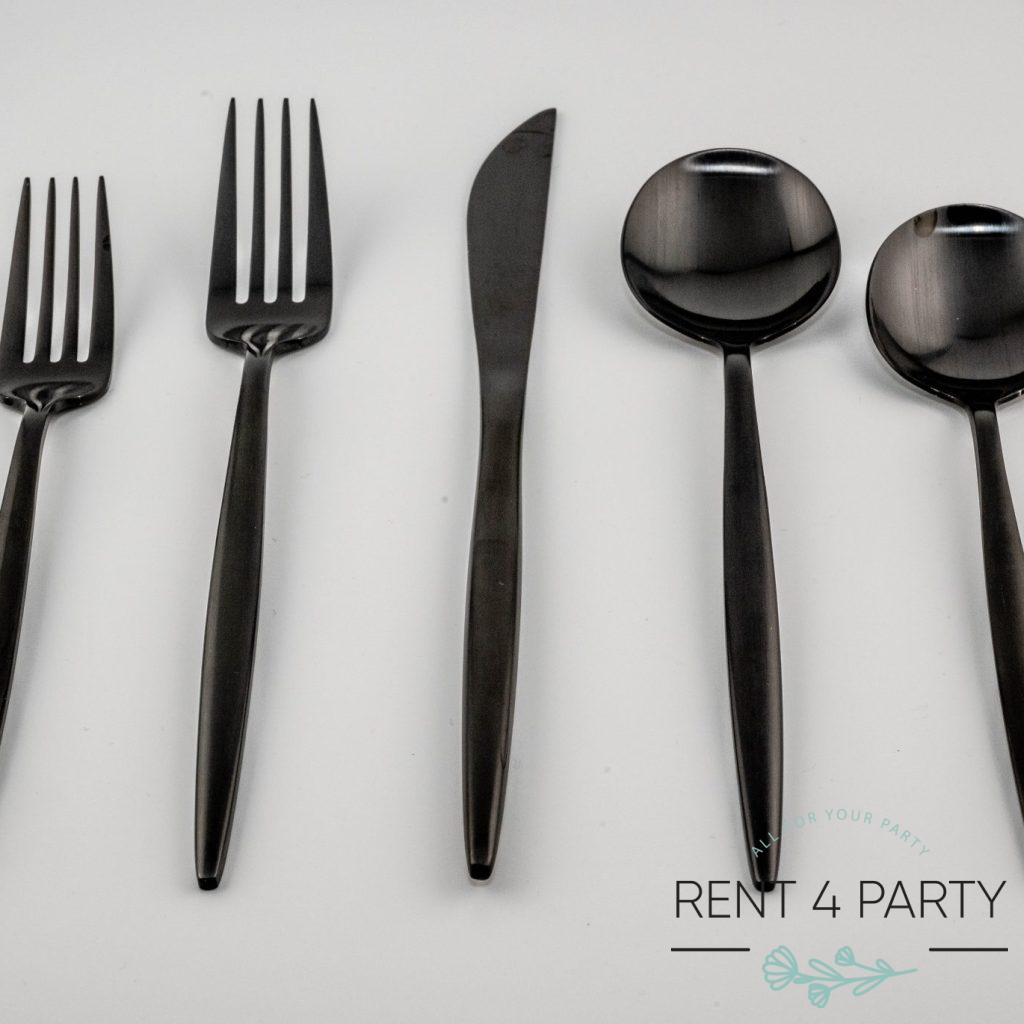Exclusive Black Flatware Set rental Sacramento CA | Rent4.Party