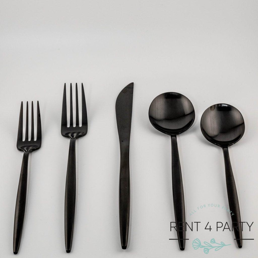 Exclusive Black Flatware Set rental Sacramento CA | Rent4.Party