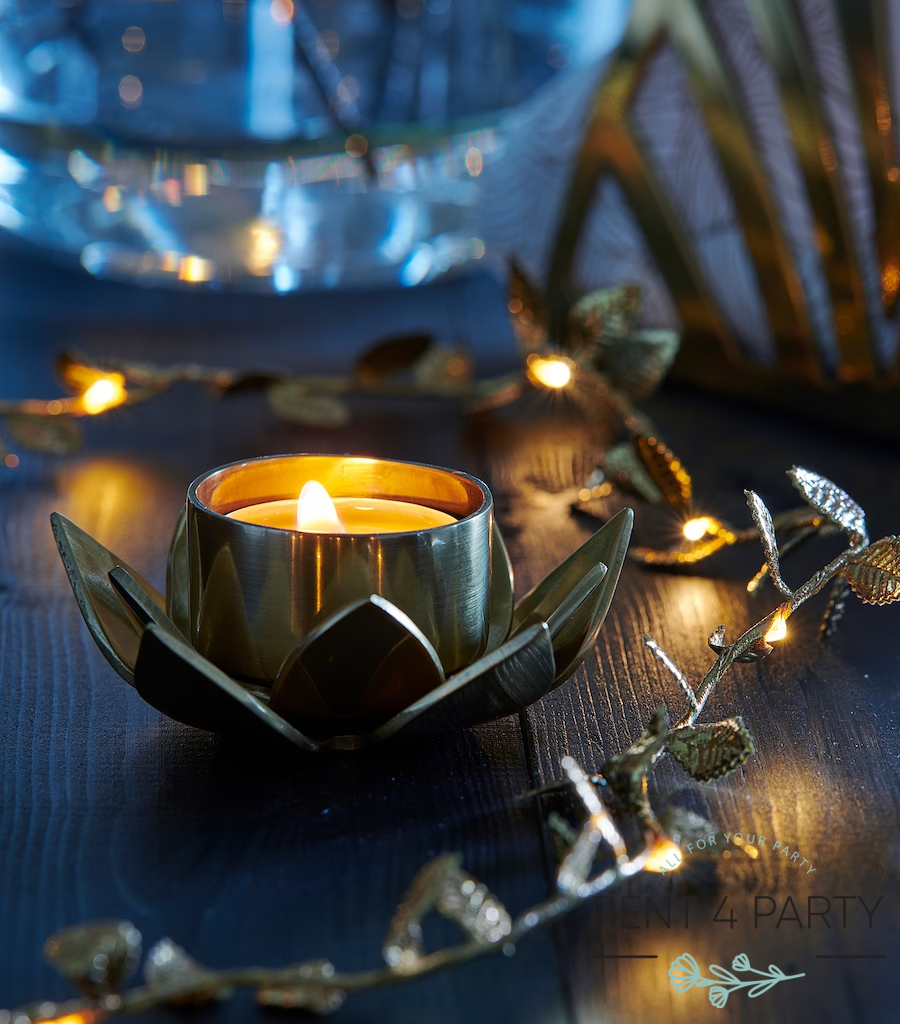 Charming low golden candle holders rental Sacramento CA | Rent4.Party